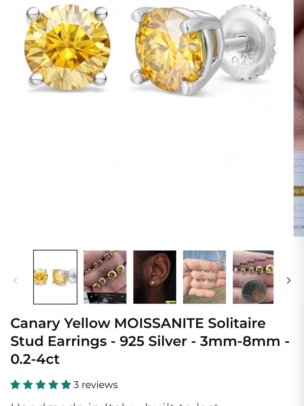 Yellow Moissanite Studs - 925 Silver - Harlem Bling